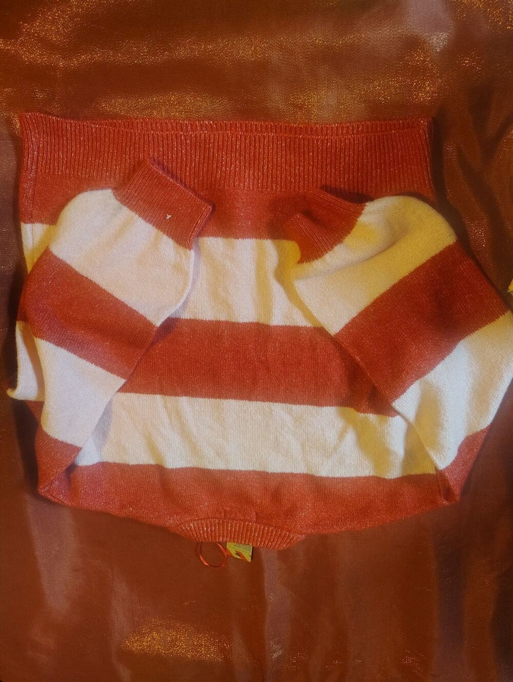 Primark Sweater Womens M Red White Striped Sequin Christmas Tree Holiday Top